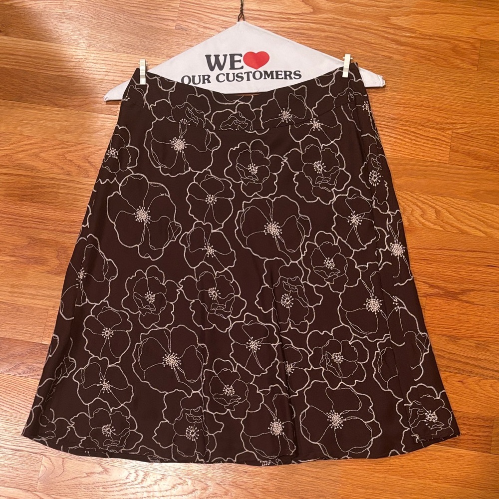 Ann Taylor Brown Floral Skirt